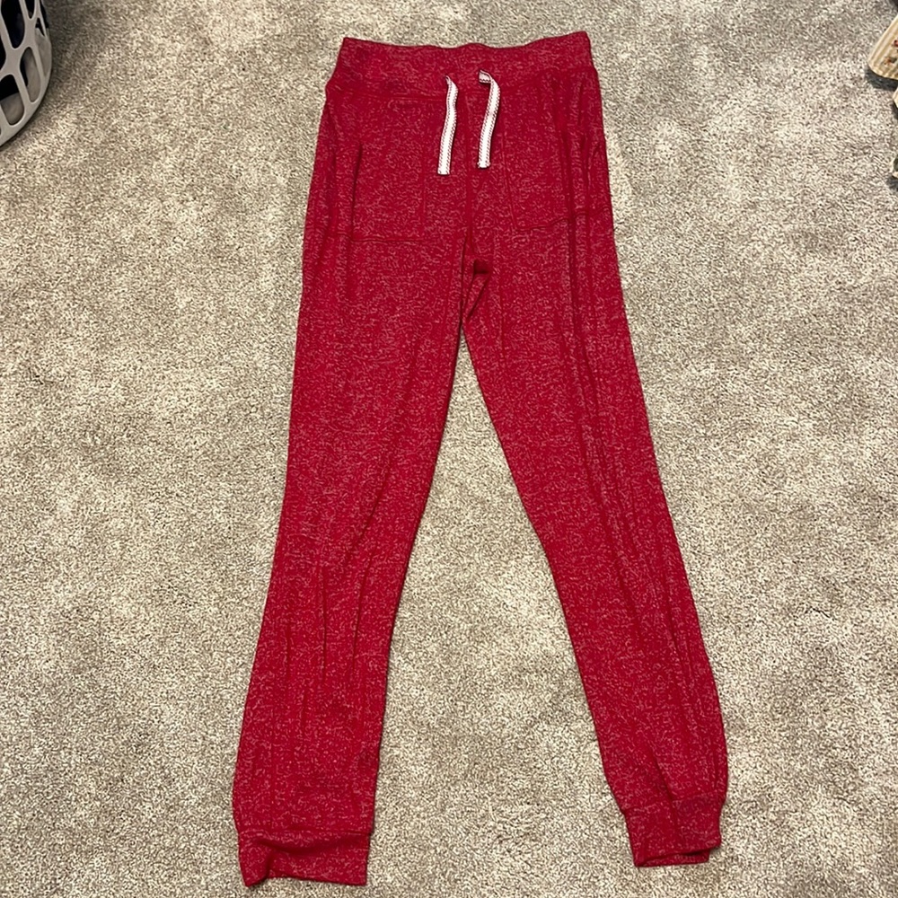 red sweatpants
